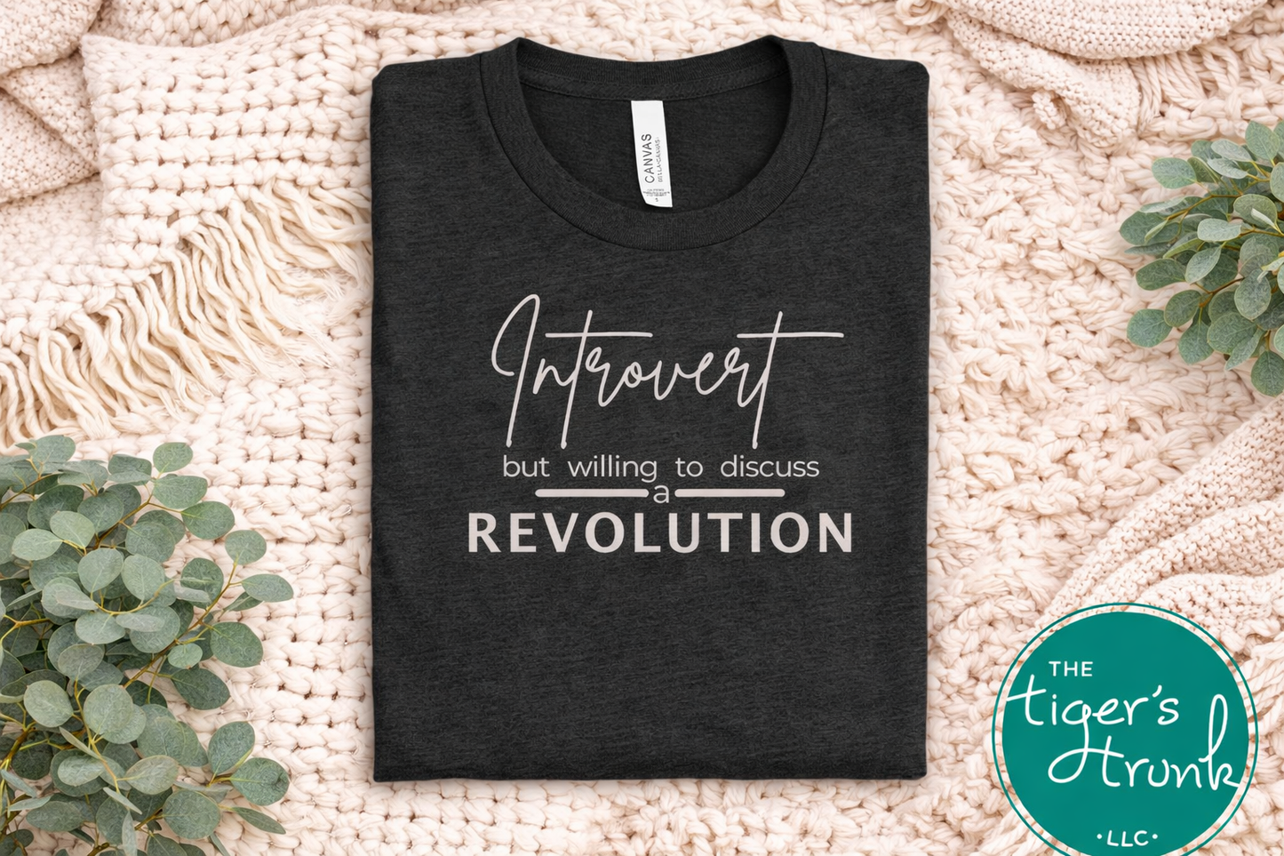 Gray heather funny introvert graphic tee flat lay