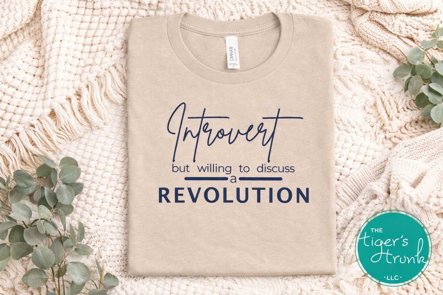 Tan introvert revolution graphic t-shirt