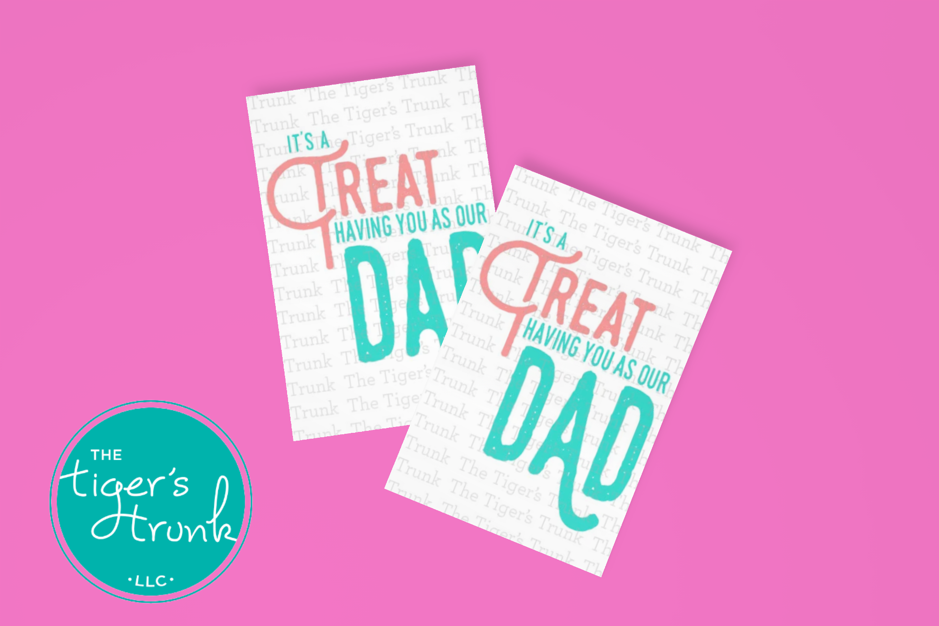 Father’s Day printable card with the phrase "It’s a Treat Having You as Our Dad," great for snack or candy gifts, instant download