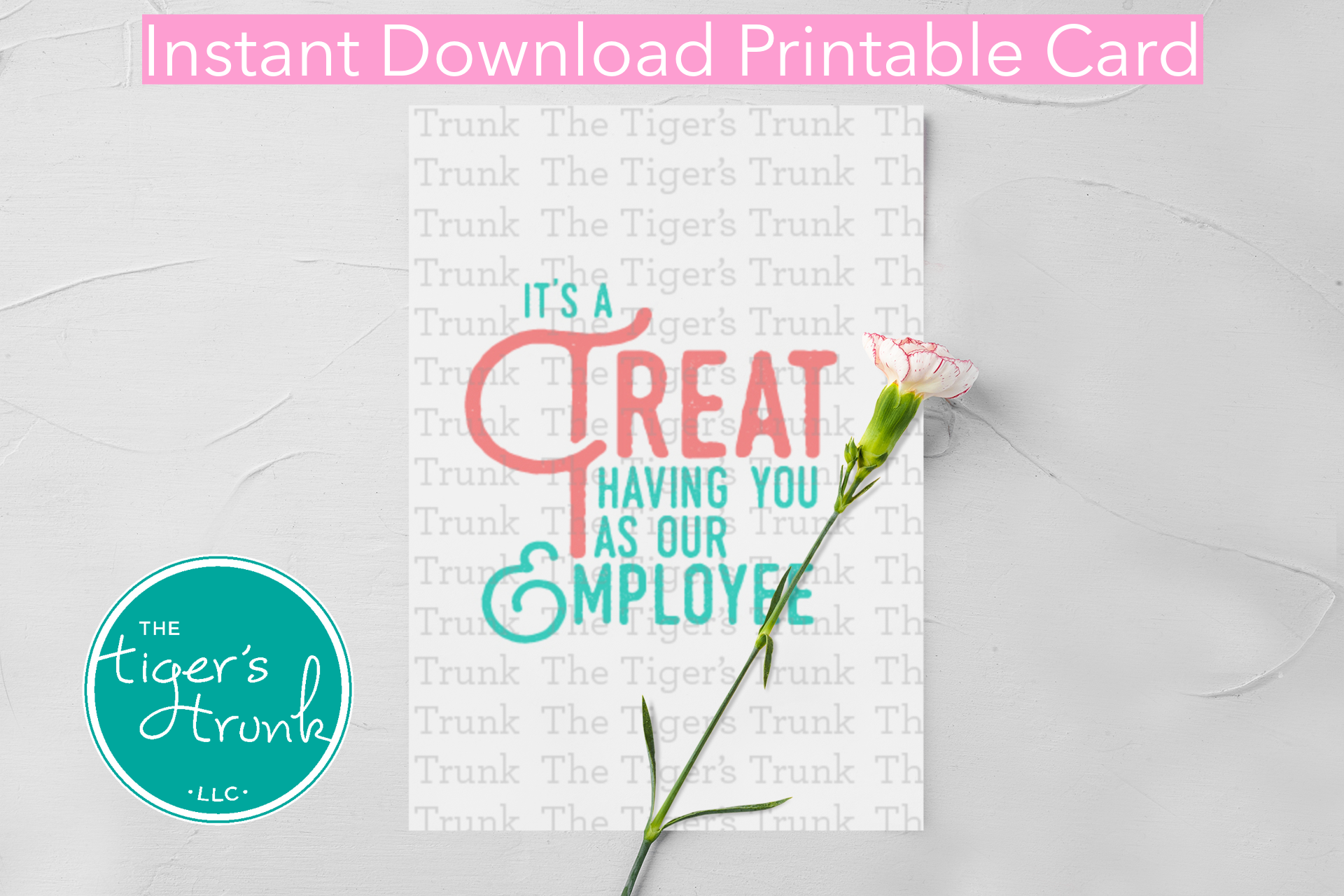 A printable employee appreciation card featuring a sweet treat-themed design with It’s a Treat Having You as Our Employee! message. Perfect for workplace recognition and gratitude.