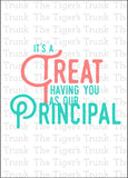 Principal Appreciation Day | It's a Treat Having You as Our Principal | Instant Download | Printable Card