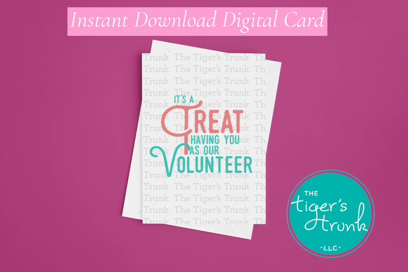 Volunteer Appreciation Week Card | It's a Treat Having You as Our Volunteer | Instant Download | Printable Card
