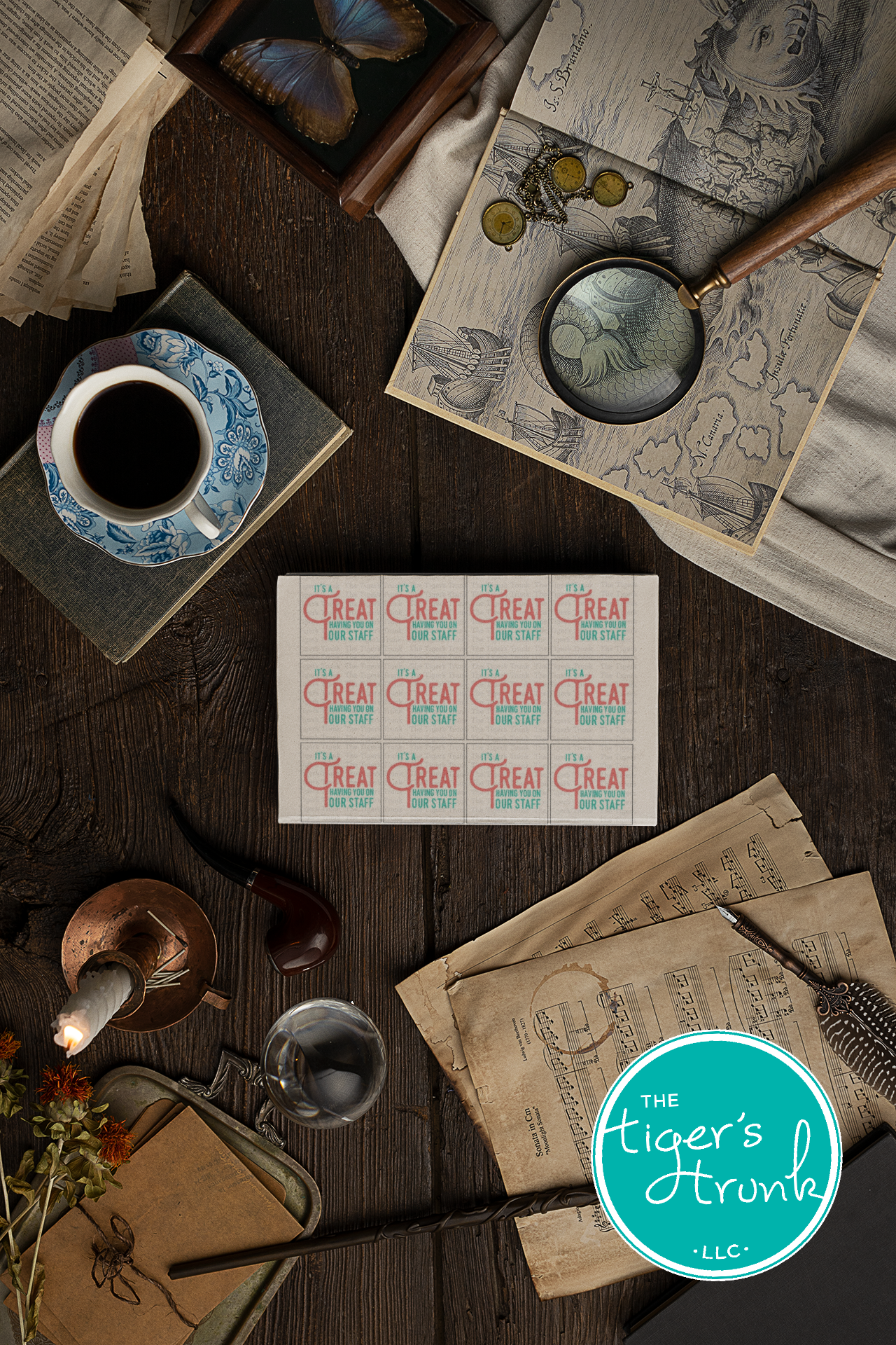 Printable staff appreciation tags with the message "It’s a Treat Having You on Our Staff," 12 to a page, sweet and simple thank-you tags