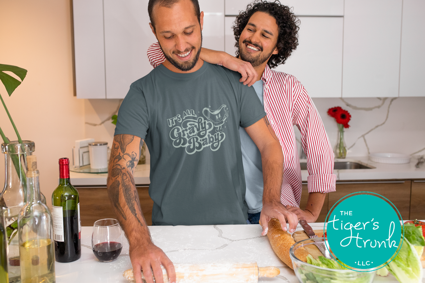 Funny Thanksgiving shirt with “It’s All Gravy Baby” retro design, available in multiple fall colors