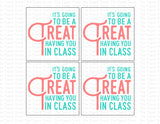 Back to School Card | Gift from Teacher to Students | It's Going to Be a Treat Having You in Class | Instant Download | Printable Card