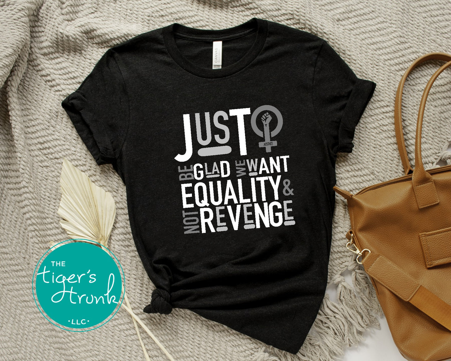 Feminist sweatshirt with Just Be Glad We Want Equality and Not Revenge message, bold social justice empowerment apparel