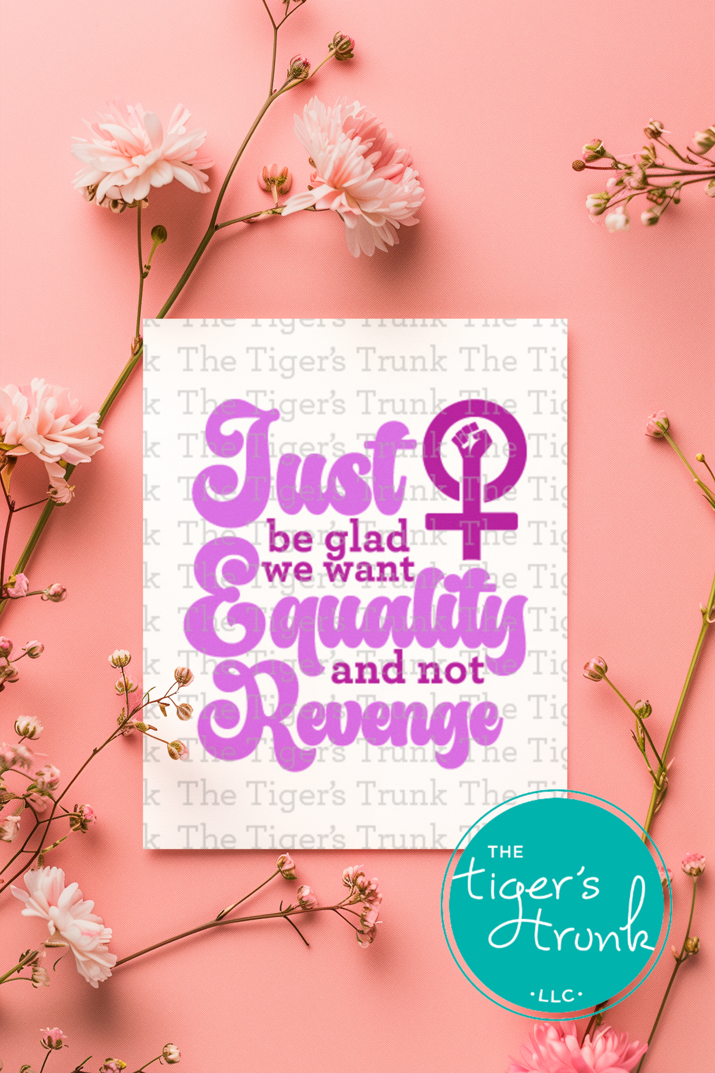 Vote Blue | Human Rights Card | Women's Rights | Vote for Women | Just Be Glad We Want EqualityaPrintable feminist empowerment card in pink featuring Just Be Glad We Want Equality and Not Revenge message, bold social justice statement and Not Revenge | Instant Download | Printable Card