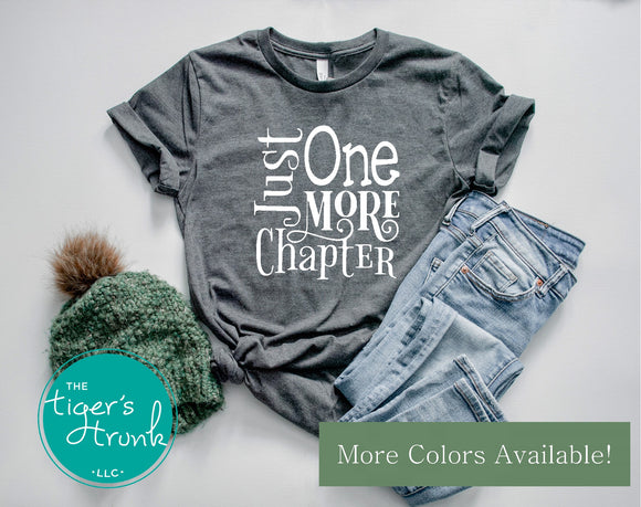 Bookish Bag | Bookish Graphic Tee | Just One More Chapter | Canvas Tote Bag | Short-Sleeve Shirt