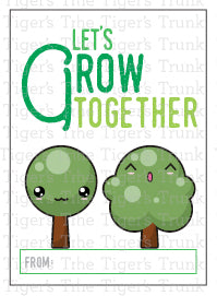 Let's Grow Together printable Valentine card