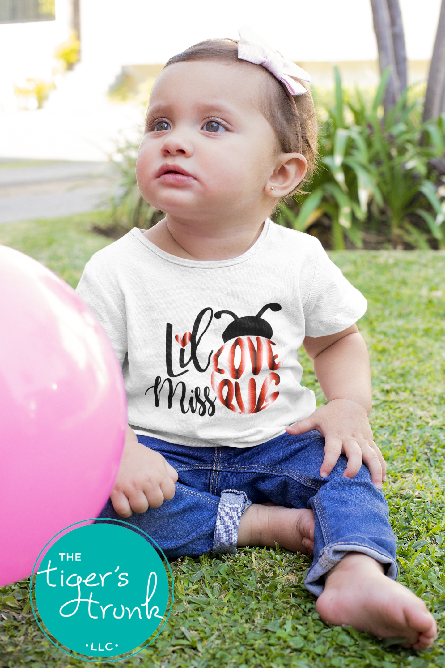 Cute Valentine’s Day t-shirt with the phrase Lil Miss Lovebug, perfect for kids to celebrate the holiday in style.