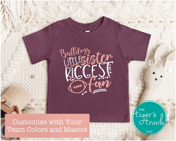 Football Shirt | Mascot Shirt | Little Sister Biggest Fan | Short-Sleeve Shirt