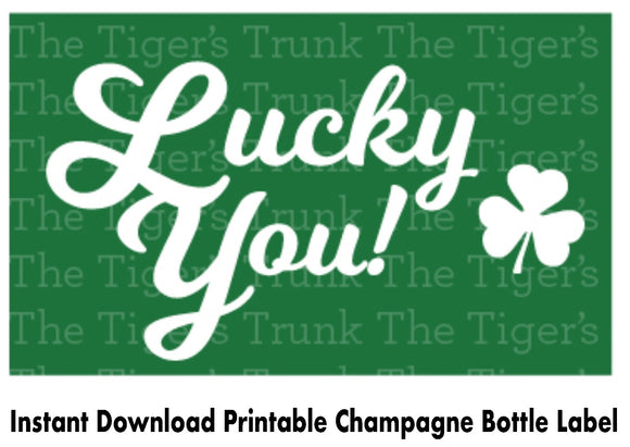 St. Patricks Day Champagne Bottle Label | Lucky You | Instant Download | Printable Labels