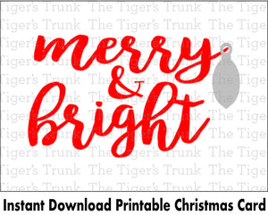 Christmas Card | Merry and Bright | Instant Download | Printable Card