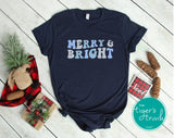 Christmas Shirt | Merry and Bright | Monochromatic Short-Sleeve Shirt