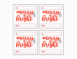 Holiday Gift Tags | Merry and Bright | Instant Download | Printable Tags