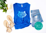 Vote Blue | Women's Rights Shirt | Miserable Childless Cat Ladies Vote | Muscle Tank Top