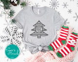 Christmas Shirt | Monogrammed Christmas Tree | Monochromatic Short-Sleeve Shirt