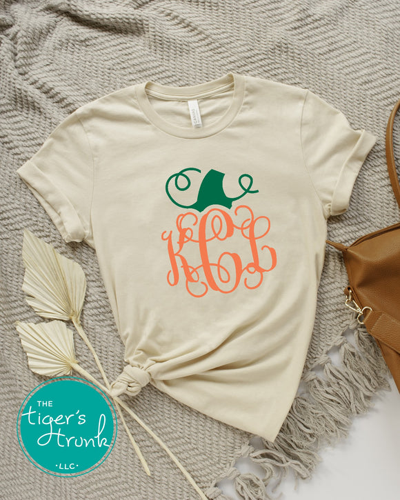 Fall Shirt | Monogrammed Pumpkin | Short-Sleeve Shirt