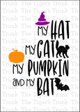 Halloween Card | My Hat, My Cat, My Pumpkin and My Bat | Instant Download | Printable Card