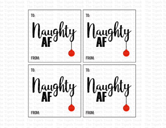 Holiday Gift Tags | Naughty AF | Instant Download | Printable Tags