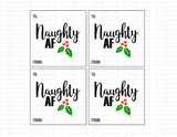Holiday Gift Tags | Naughty AF | Instant Download | Printable Tags