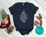 Christmas Shirt | Oh Come Let Us Adore Him | Monochromatic Short-Sleeve Shirt