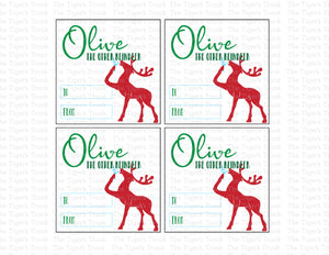 Holiday Gift Tags | Olive the Other Reindeer | Instant Download | Printable Tags