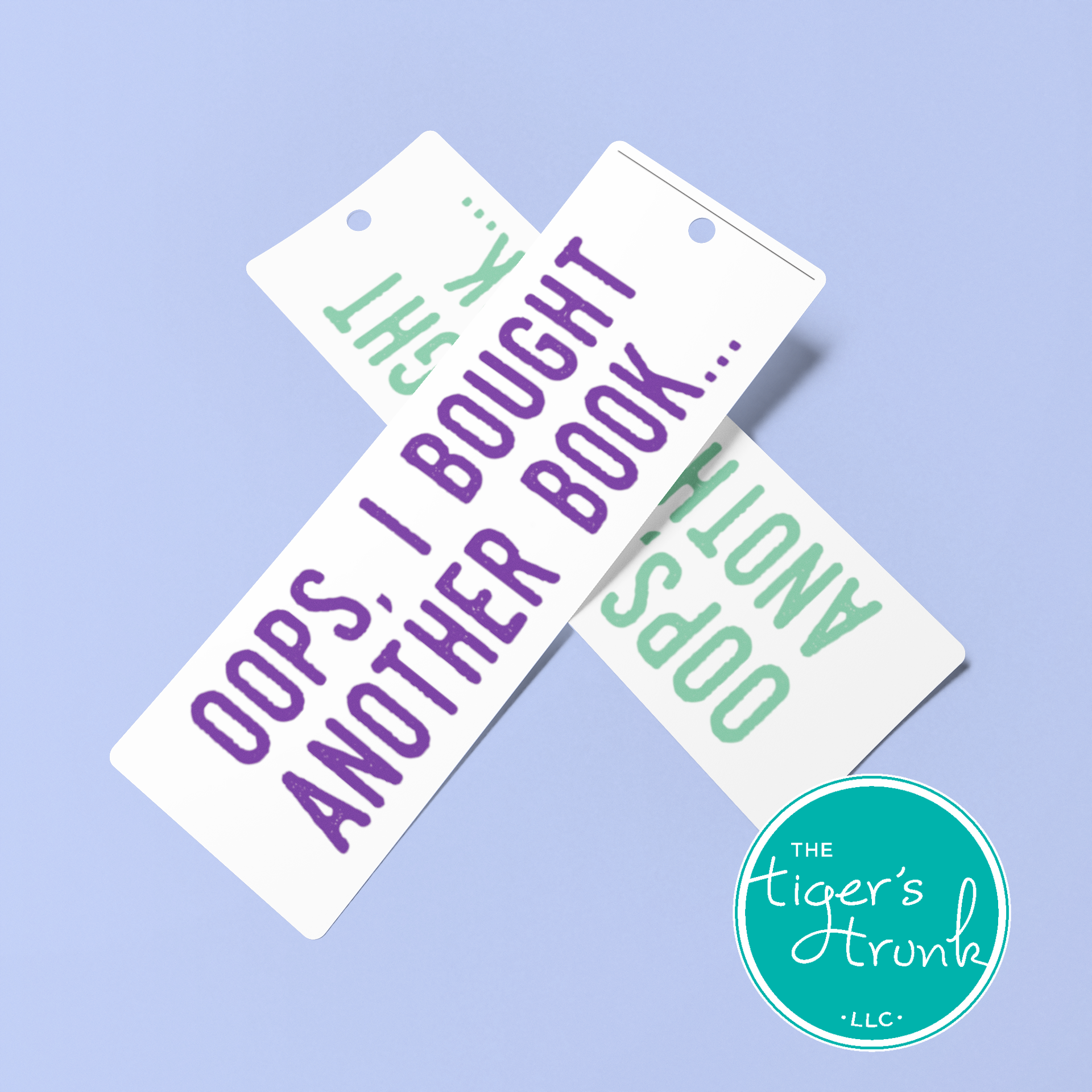 Printable Oops I Bought Another Book bookmarks, available as an instant digital download with four bookmarks per page for book lovers and avid readers.