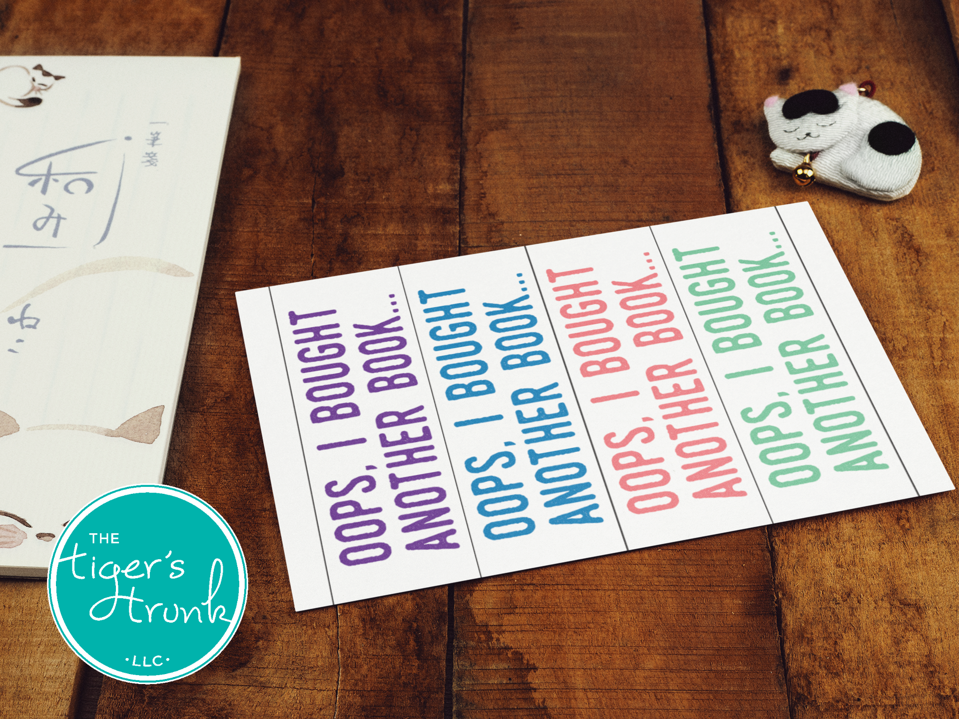 Printable Oops I Bought Another Book bookmarks, available as an instant digital download with four bookmarks per page for book lovers and avid readers.