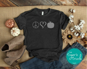Fall Shirt | Peace Love and Pumpkins | Tone on Tone | Short-Sleeve Shirt