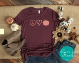 Fall Shirt | Peace Love and Pumpkins | Tone on Tone | Short-Sleeve Shirt