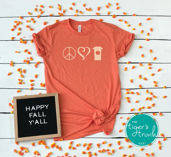 Fall Shirt | Peace Love and Pumpkin Spice | Tone on Tone | Short-Sleeve Shirt