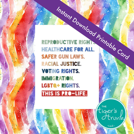 Pro-Life Human Rights Pride Printable Card