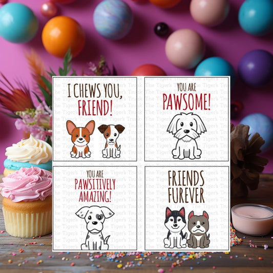 Printable puppy-themed thank you cards for birthday goody bags, featuring adorable designs, instant download.