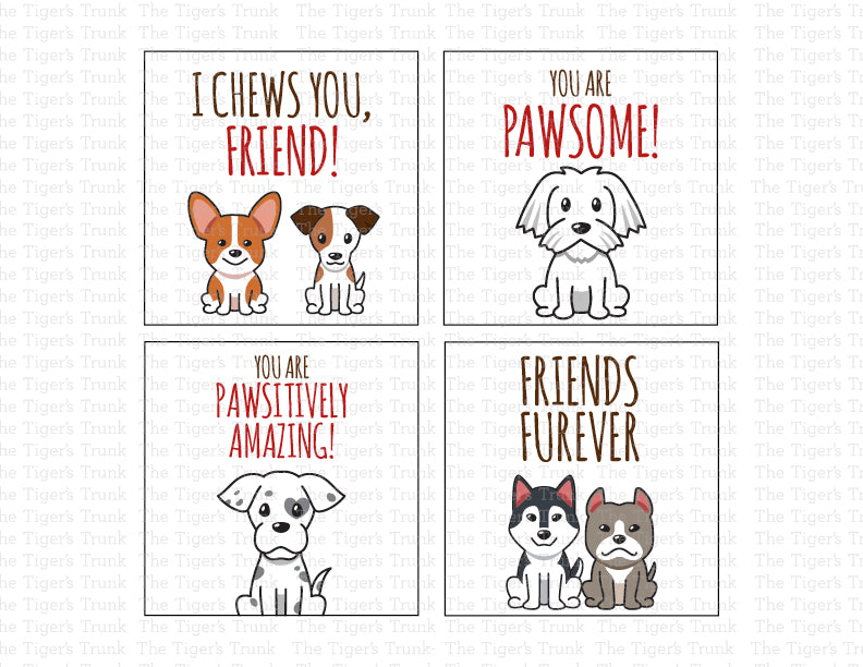 Printable puppy-themed thank you cards for birthday goody bags, featuring adorable designs, instant download.