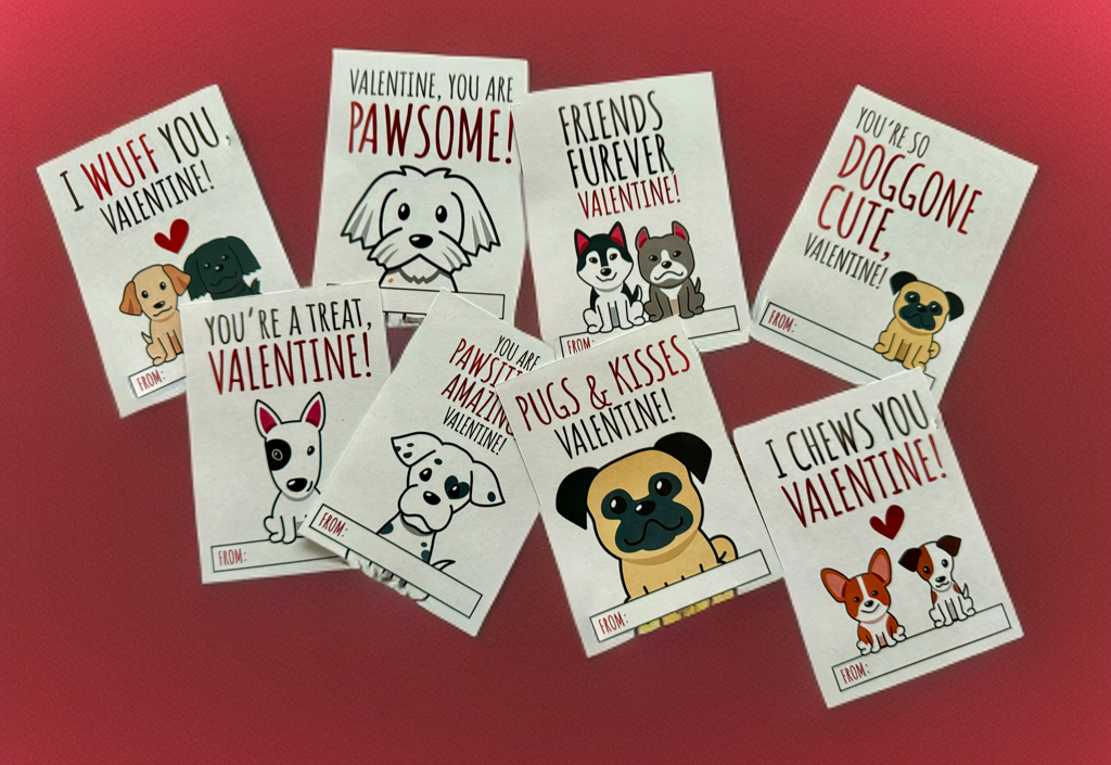 So Doggone Cute Valentine cards featuring adorable puppies, perfect for classroom exchanges and Valentine’s celebrations.