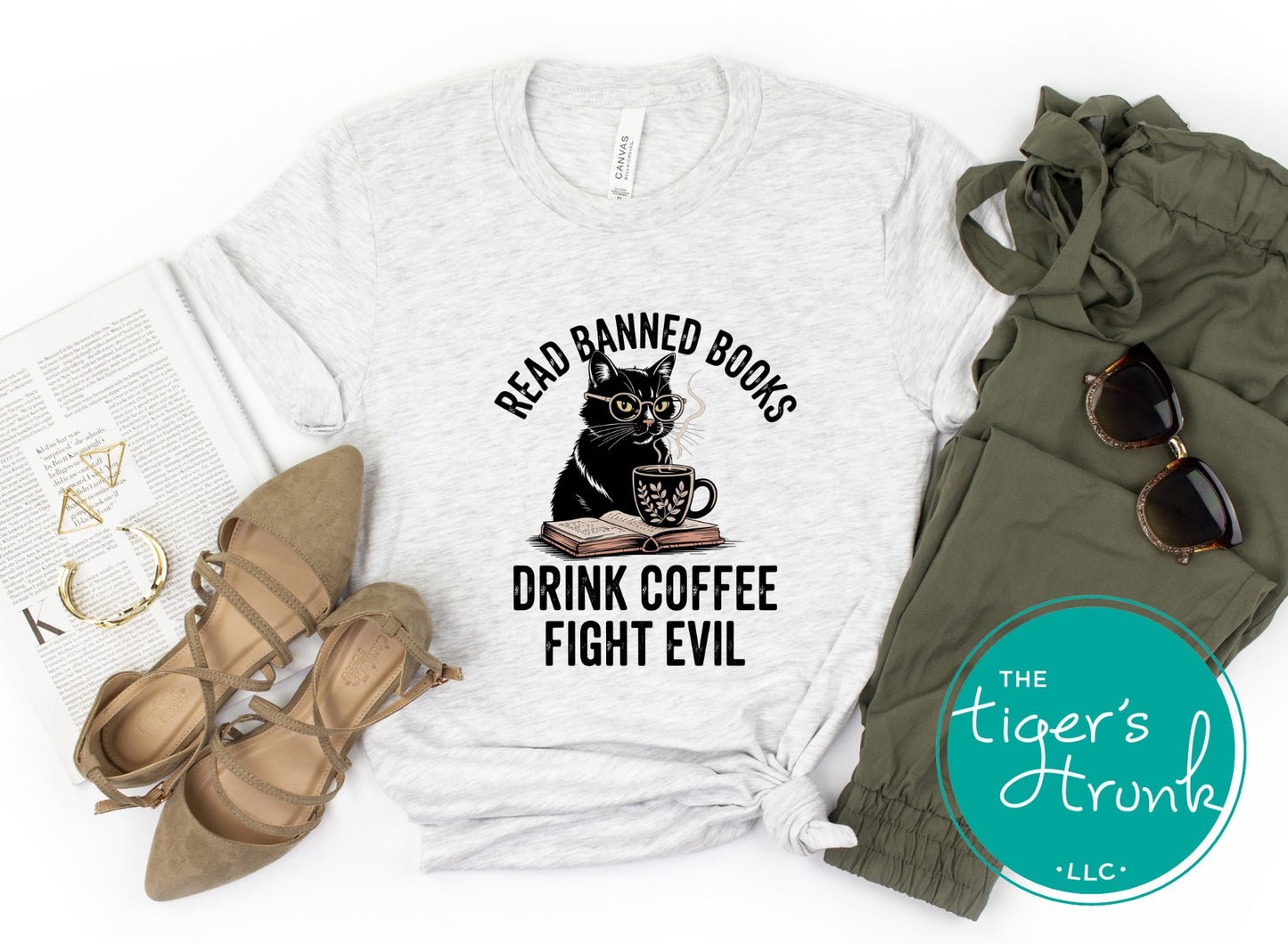 EMPLOYEES ONLY Read Banned Books Drink Coffee Fight Evil Shirt