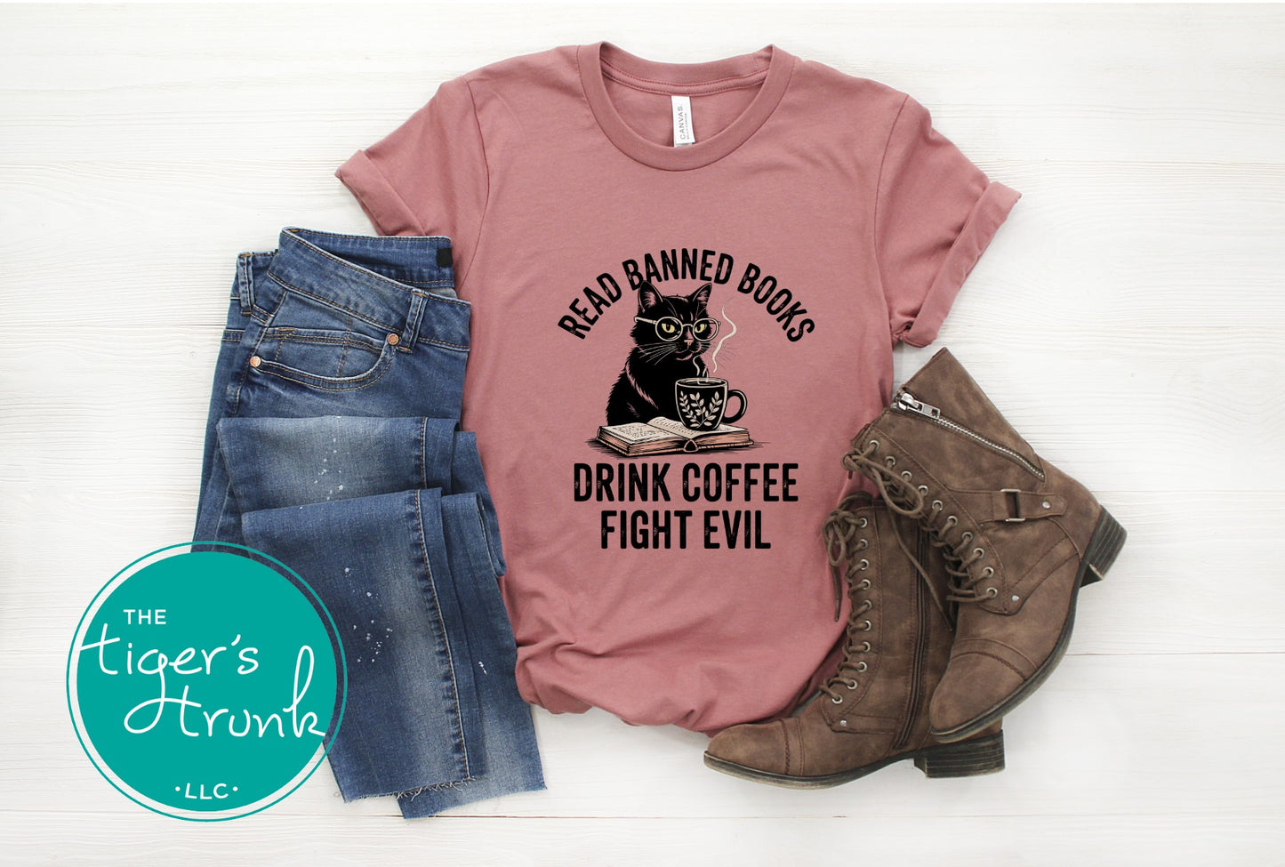 EMPLOYEES ONLY Read Banned Books Drink Coffee Fight Evil Shirt