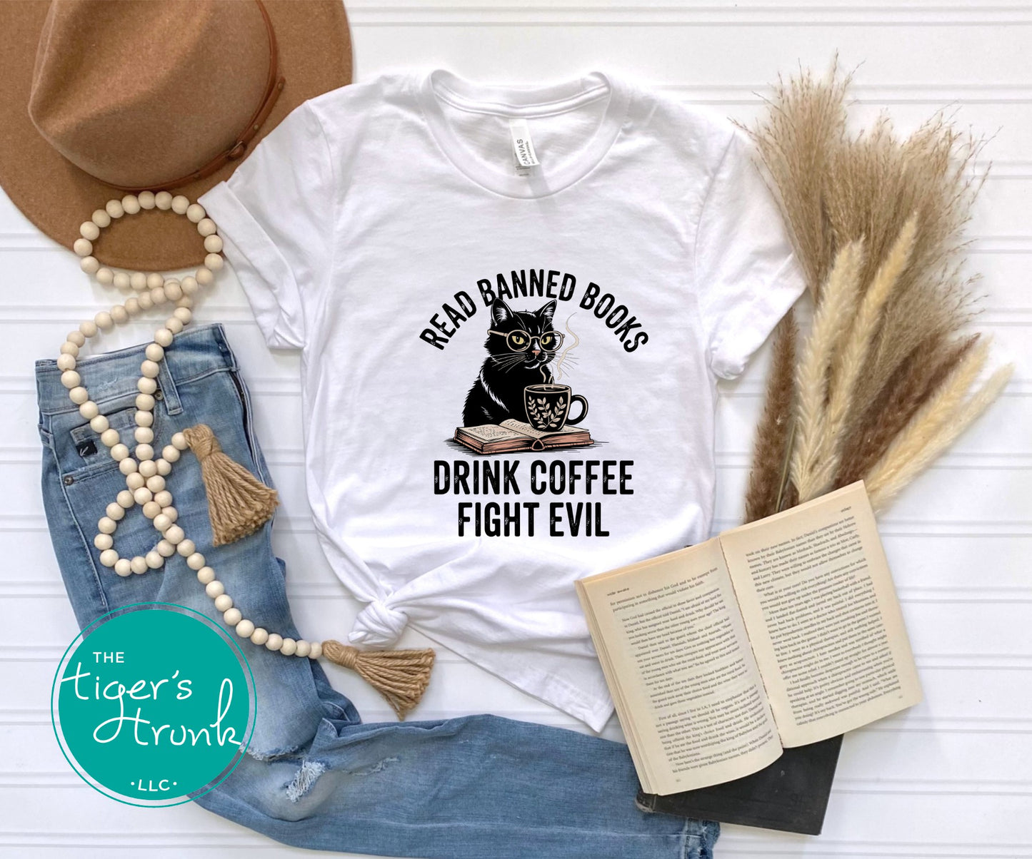 EMPLOYEES ONLY Read Banned Books Drink Coffee Fight Evil Shirt