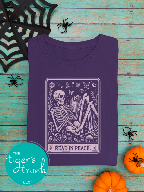 Halloween Shirt | Bookish Graphic Tee | Read in Peace | Short-Sleeve Shirt