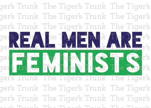 Printable feminist greeting card with Real Men Are Feminists message, instant download gender equality statement