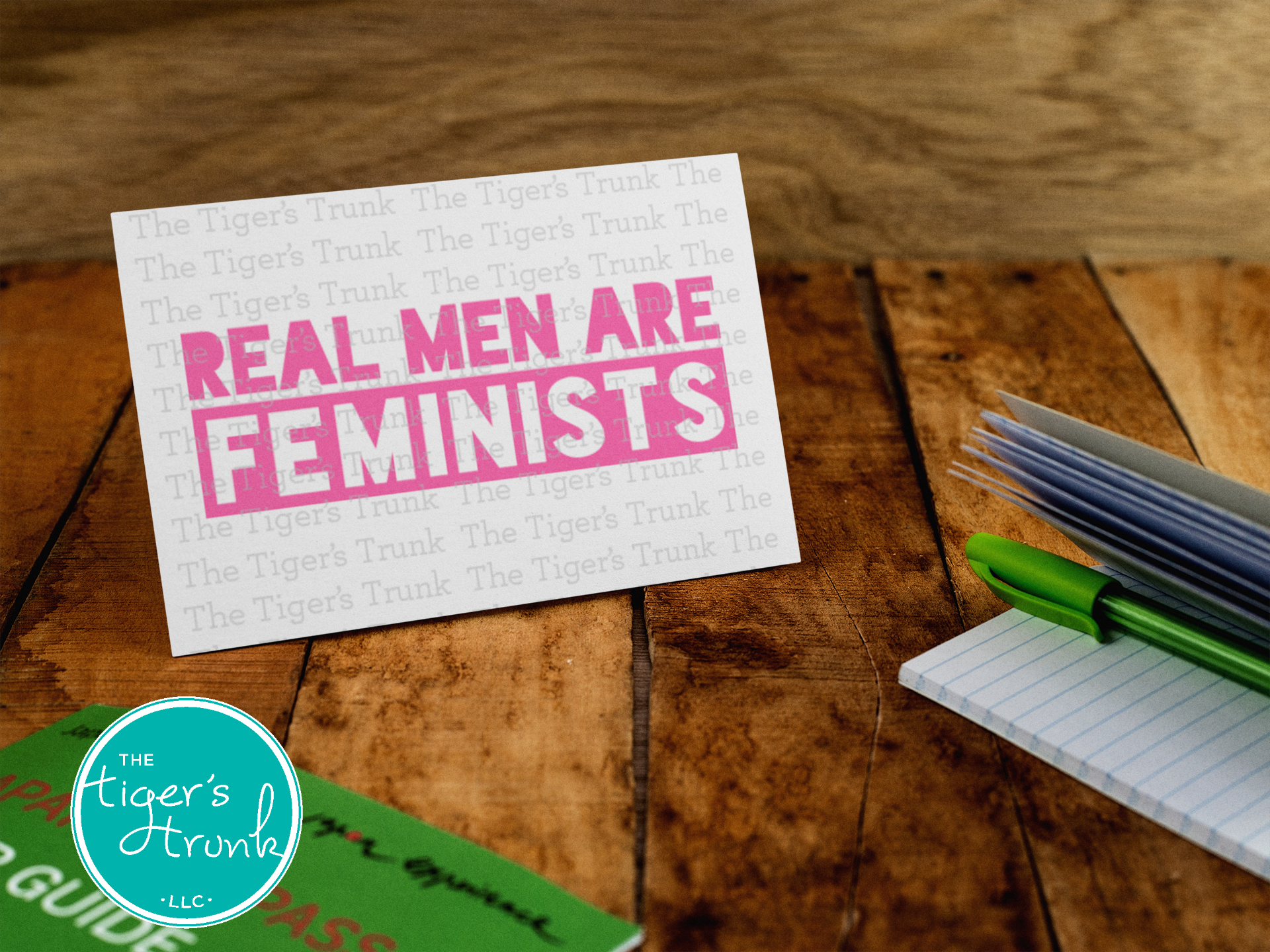 Printable feminist greeting card with Real Men Are Feminists message, instant download gender equality statement