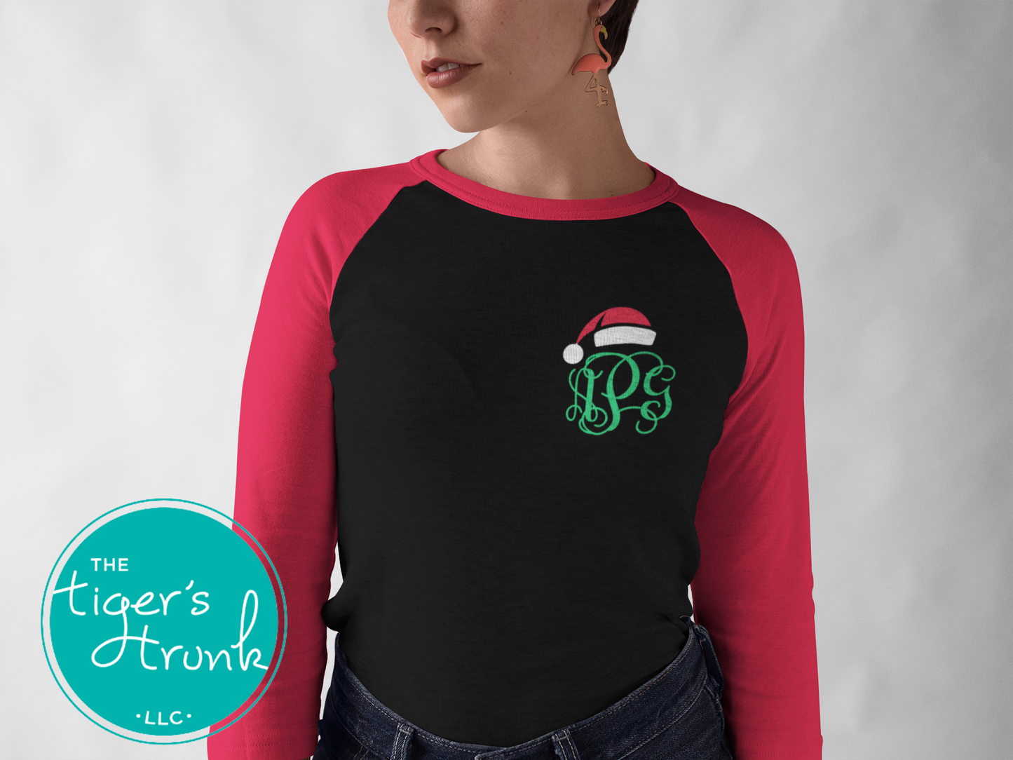 Monogrammed Santa Hat Christmas Shirt