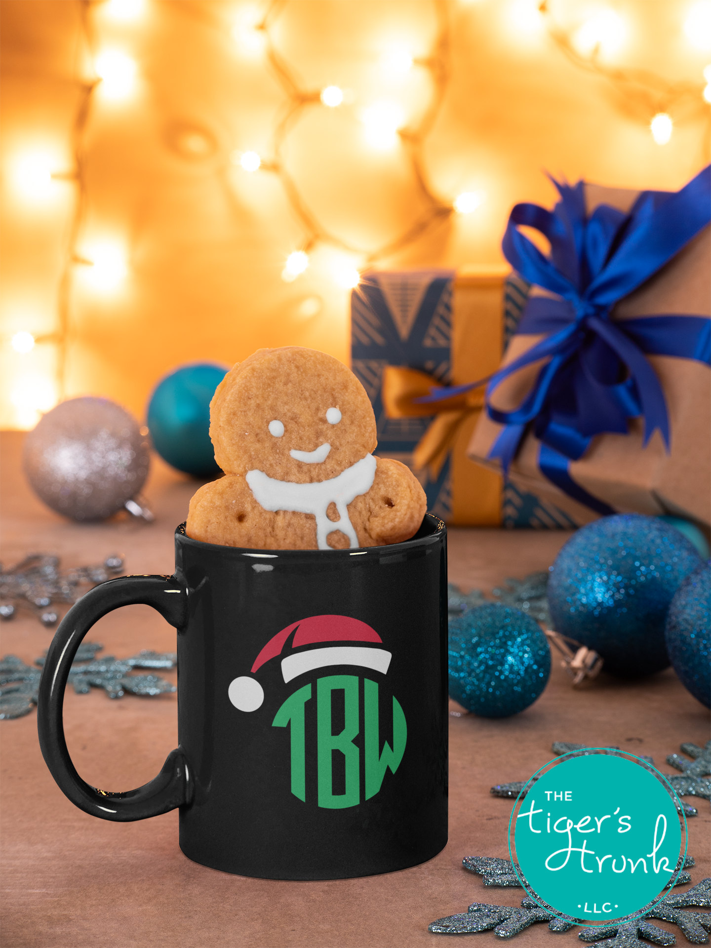 Monogrammed Santa Hat Christmas Raglan Shirt