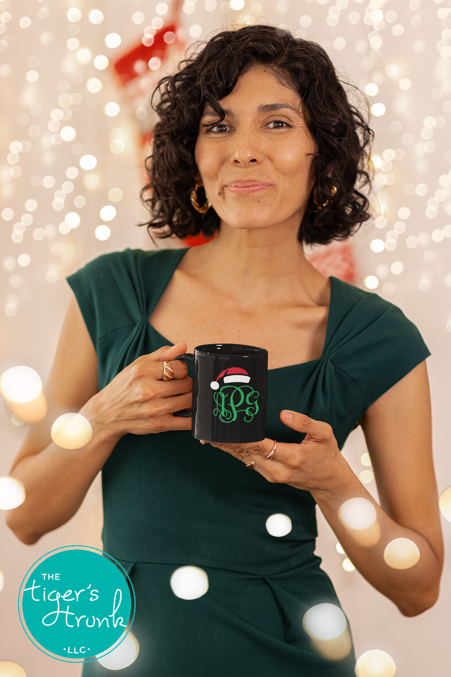 Monogrammed Santa Hat Christmas Raglan Shirt