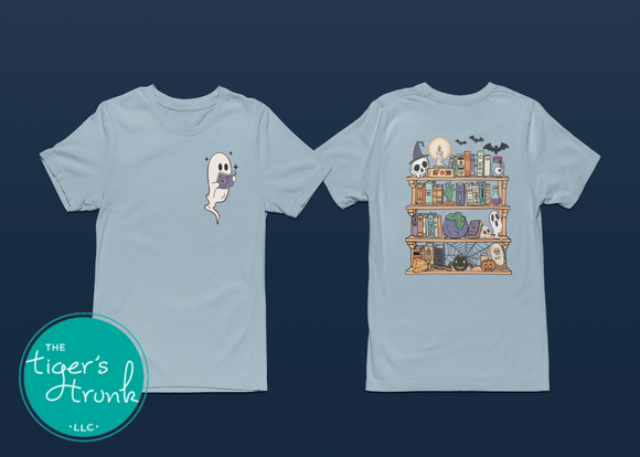 Halloween Shirt | Bookish Graphic Tee | Spooky Ghost Book Collection | Short-Sleeve Shirt