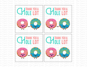 Birthday Party Favor Bag Tags | Thank You Cards | Donut Theme | Thank You a Hole Lot | Instant Download | Printable Tags