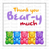 Thank You Bear-y Much Gummy Bear Party Favor Thank You Bag Tag