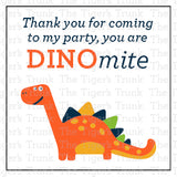 Birthday Party Favor Bag Tags | Thank You Cards | Thank You for Coming to My Party | You Are DINOmite | Instant Download | Printable Tags