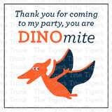 Birthday Party Favor Bag Tags | Thank You Cards | Thank You for Coming to My Party | You Are DINOmite | Instant Download | Printable Tags
